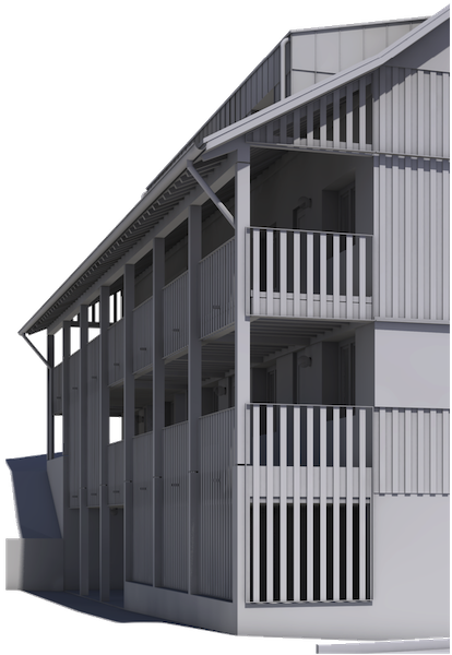 Visualisierung Laubengang Mietwohnungen Ottenbach